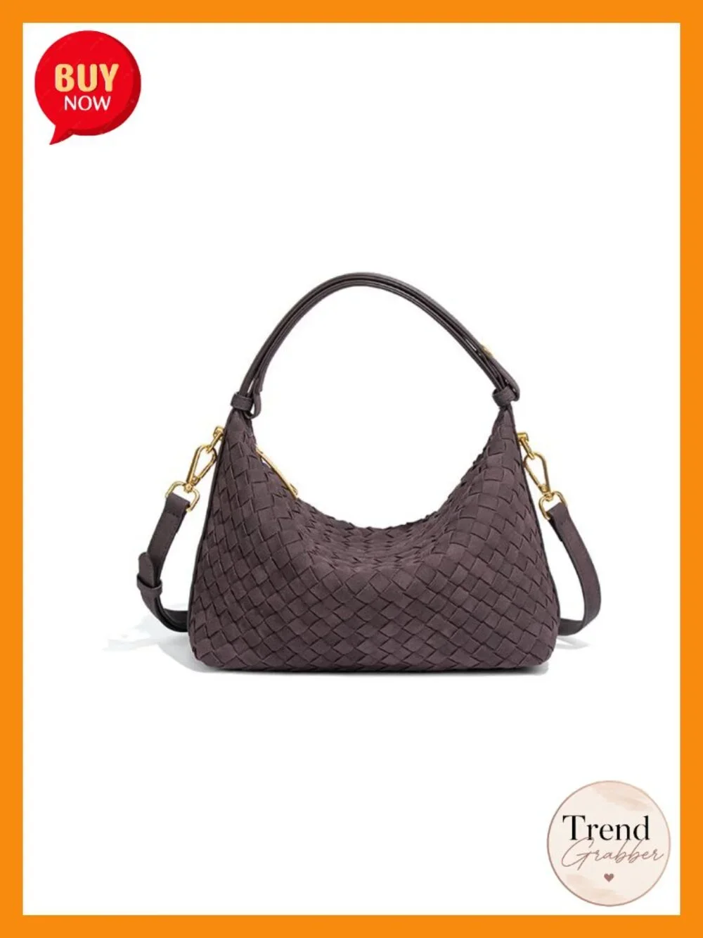 Woven Faux Suede Hobo Purse Women Crossbody Convertible Strap